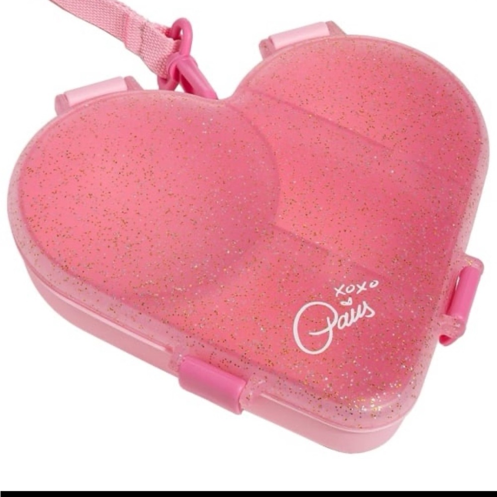 Paris Hilton Bento-Style Heart-Shaped Snack Box, Built-In Phone Stand, Pink
